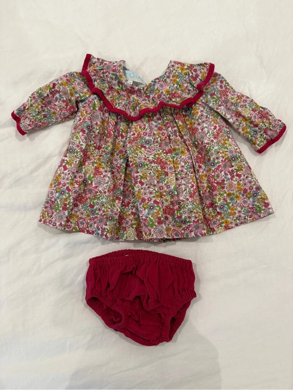 The Oaks Apparel - Layla Raspberry Floral Bloomer Set - Sz 12 m